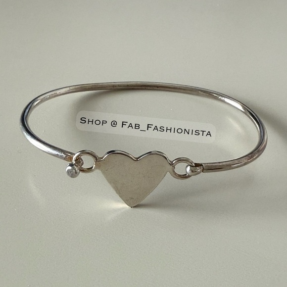 Sterling Silver Heart Bangle Bracelet - Picture 1 of 10